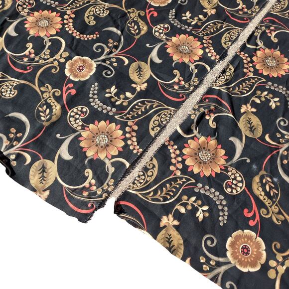 Vtg Mill Creek Fabrics Floral Night Black Remnant Sewing Fabric 2pcs = 3.7yards - Picture 7 of 9